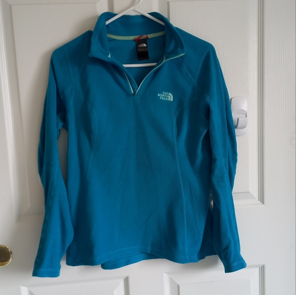 Women's northface fleece teal Pullover sweater jacket size small 1/4 zip S - Picture 11 of 12